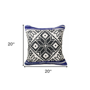 20" Blue and White Throw Pillow