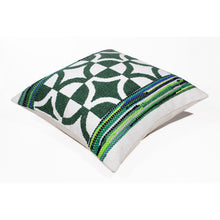 20" Green and White Cotton Throw Pillow