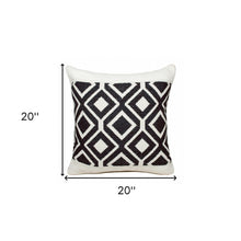 14" X 36" Deep Navy And White 100% Cotton Geometric Zippered Pillow