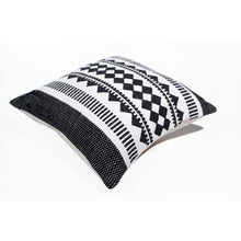 14" X 36" Black And White 100% Cotton Geometric Zippered Pillow
