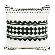 14" X 36" Black And White 100% Cotton Geometric Zippered Pillow