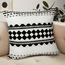 20" X 20" Black And White 100% Cotton Geometric Zippered Pillow