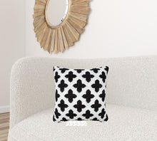 20" X 20" Green And White 100% Cotton Geometric Zippered Pillow