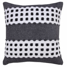 14" X 36" Yellow Black And White Cotton Striped Throw Pillow