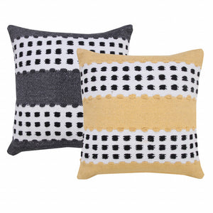 14" X 36" Yellow and White Throw Pillow