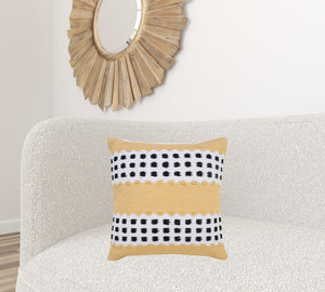 14" X 36" Yellow and White Throw Pillow