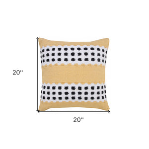 14" X 36" Yellow and White Throw Pillow