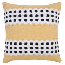 14" X 36" Yellow Black And White Cotton Striped Throw Pillow