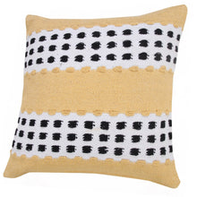 14" X 36" Yellow Black And White Cotton Striped Throw Pillow