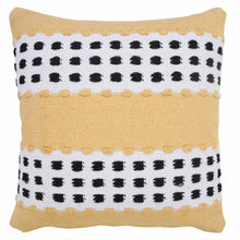 14" X 36" Yellow Black And White Cotton Striped Throw Pillow