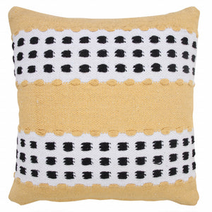 14" X 36" Yellow and White Throw Pillow