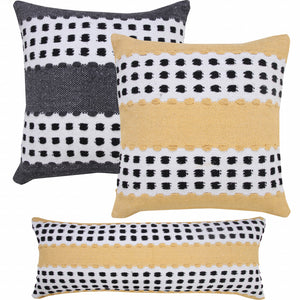 14" X 36" Yellow and White Throw Pillow
