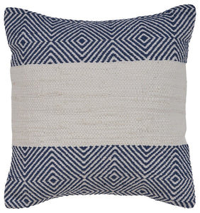 18" Blue and Ivory Throw Pillow