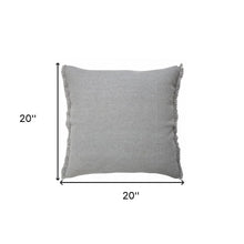 14" X 36" Light Blue Cotton Lumbar Throw Pillow With Fringe