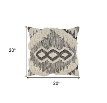 20" Black and Ivory Throw Pillow