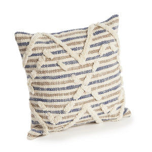 18" Blue and Beige Throw Pillow