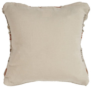 18" Beige and Red Throw Pillow with Fringe