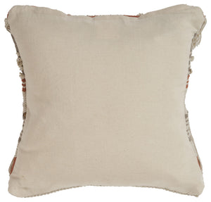 18" Beige and Red Throw Pillow with Fringe