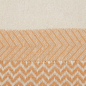 18" Orange and Off White Throw Pillow