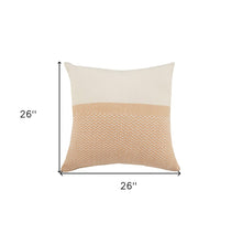 18" Orange and Off White Throw Pillow