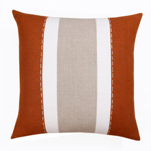 20" X 20" Gray And Tan Linen Striped Zippered Pillow