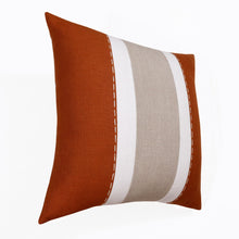 20" X 20" Gray And Tan Linen Striped Zippered Pillow