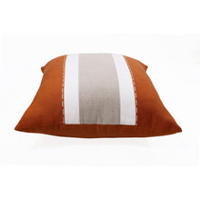 20" X 20" Gray And Tan Linen Striped Zippered Pillow