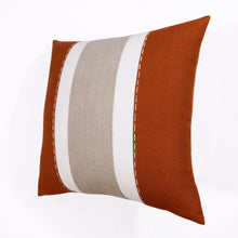 20" X 20" Gray And Tan Linen Striped Zippered Pillow