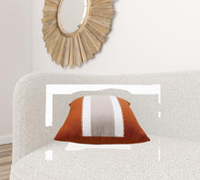 20" X 20" Gray And Tan Linen Striped Zippered Pillow