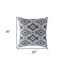 20" X 20" Navy And Light Gray 100% Cotton Geometric Zippered Pillow