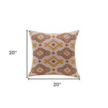 20" X 20" Navy And Light Gray 100% Cotton Geometric Zippered Pillow