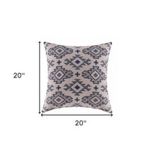 20" X 20" Navy And Light Gray 100% Cotton Geometric Zippered Pillow