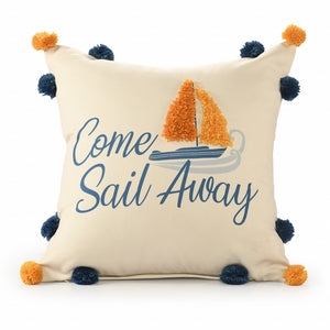 20" X 20" Navy And Orange Polyester Tropical Zippered Pillow