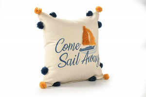20" X 20" Navy And Orange Polyester Tropical Zippered Pillow