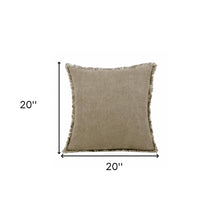 20" X 20" Tan And Ivory Linen Zippered Pillow