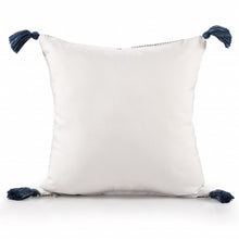20" Ivory and Blue Throw Pillow