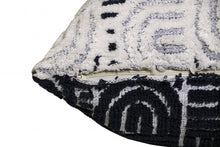30" X 30" White And Blue 100% Cotton Geometric Zippered Pillow