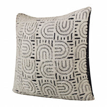 30" X 30" White And Blue 100% Cotton Geometric Zippered Pillow