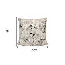 30" X 30" White And Blue 100% Cotton Geometric Zippered Pillow