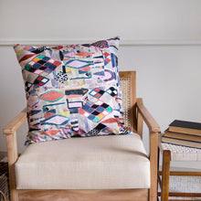 20" X 20" Red Pink Blue Gray And Black Polyester Abstract Zippered Pillow