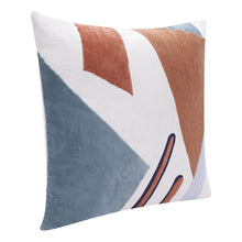 20" X 20" Yellow Purple Off-White And Coral 100% Cotton Abstract Zippered Pillow