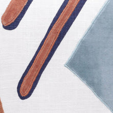20" X 20" Brown Blue And Off-White 100% Cotton Abstract Zippered Pillow