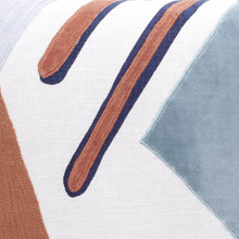 20" X 20" Brown Blue And Off-White 100% Cotton Abstract Zippered Pillow