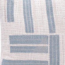20" Blue And Ivory Cotton Striped Throw Pillow