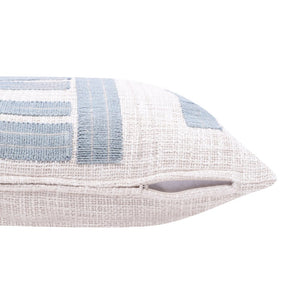 20" X 20" Teal And Ivory 100% Cotton Striped Zippered Pillow