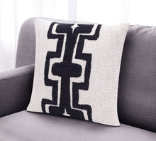 20" Black And Ivory Cotton Geometric Throw Pillow