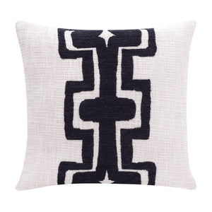 20" Black And Ivory Cotton Geometric Throw Pillow