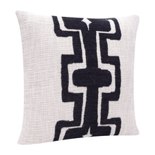 20" Black And Ivory Cotton Geometric Throw Pillow