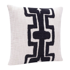20" Black And Ivory Cotton Geometric Throw Pillow