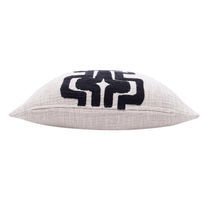 20" Black And Ivory Cotton Geometric Throw Pillow